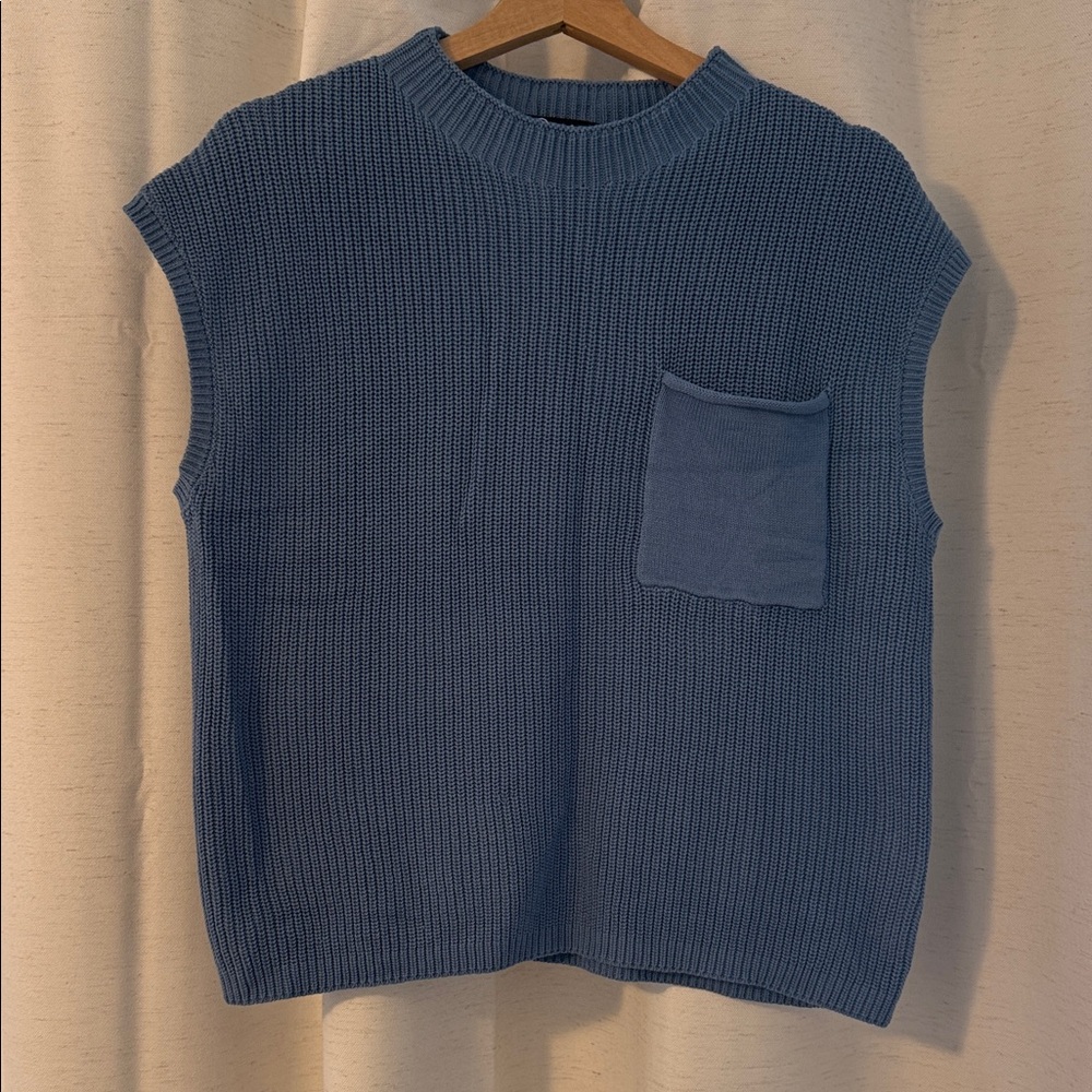 Blue Sleeveless Knit Top
